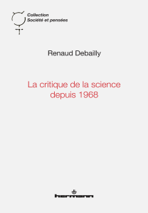 <i>La critique de la science depuis 1968</i>, Paris, Hermann, 2015
