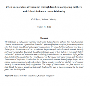 When lines of class division run through families: comparing mother’s and father’s influence on social destiny