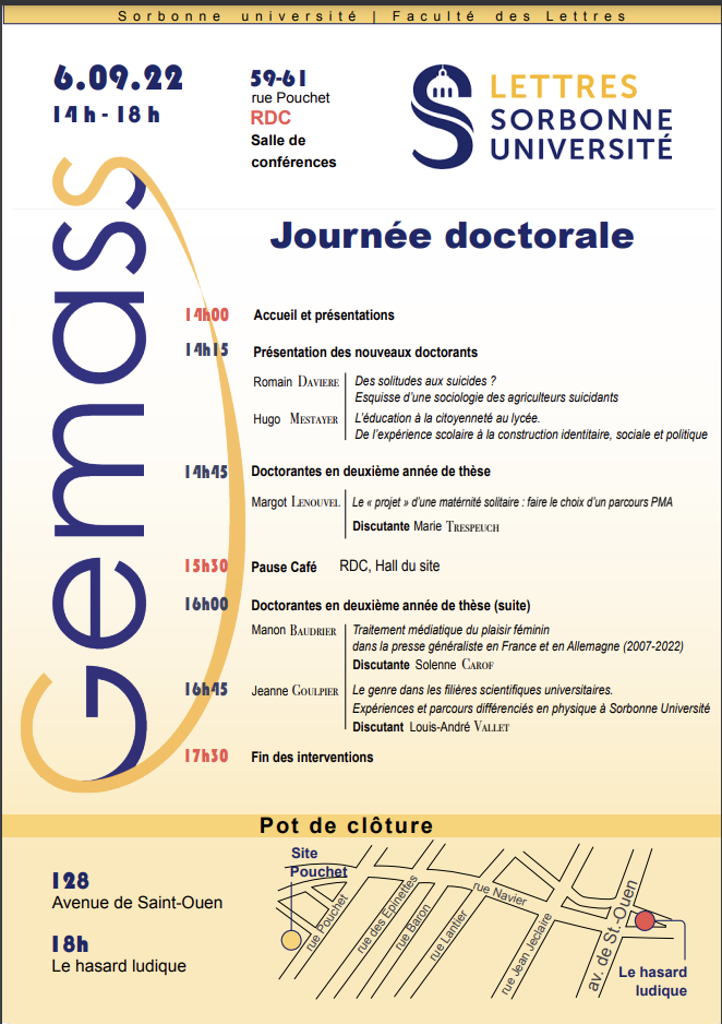 Journée doctorale du Gemass - 2022