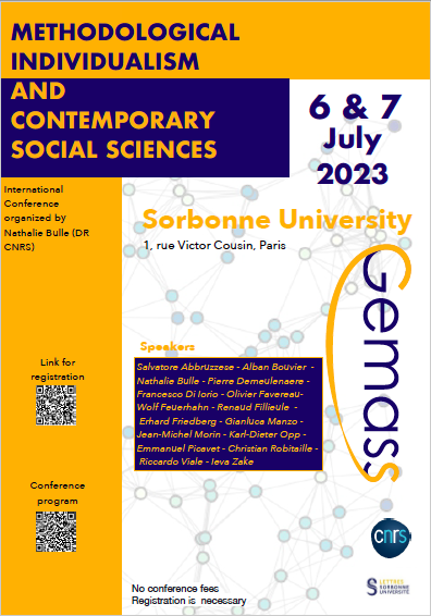 Back to 6 & 7 July 2023 : "Methodological Individualism and Contemporary Social Sciences", an International Conference organized by Nathalie BULLE at Sorbonne University