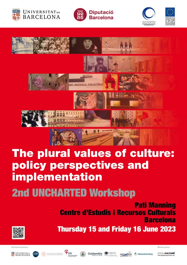 15 juin 2023, Alain QUEMIN intervient au colloque du projet de recherche européen Uncharted, Barcelone (Espagne), The plural values of culture : policy perspectives and implementation