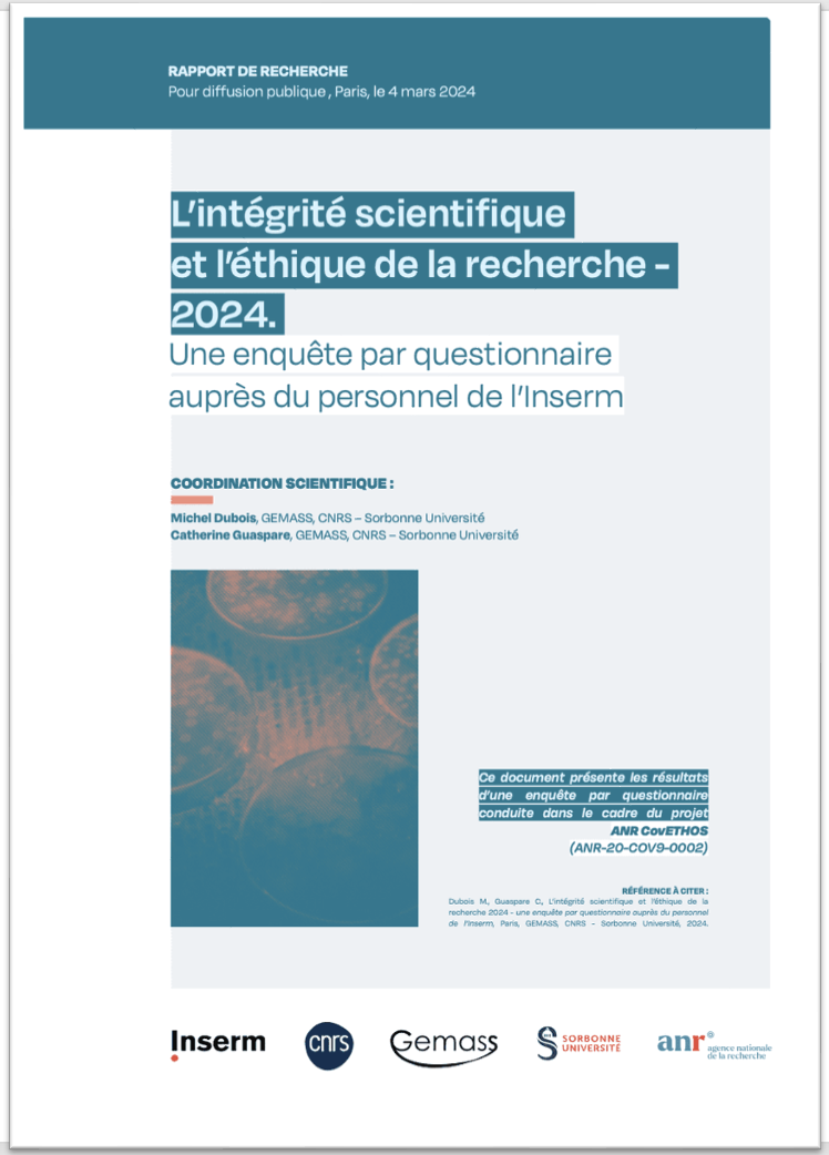 <i>L'intégrité scientifique et l'éthique de la recherche 2024. Une enquête par questionnaire auprès du personnel de l'Inserm</i>