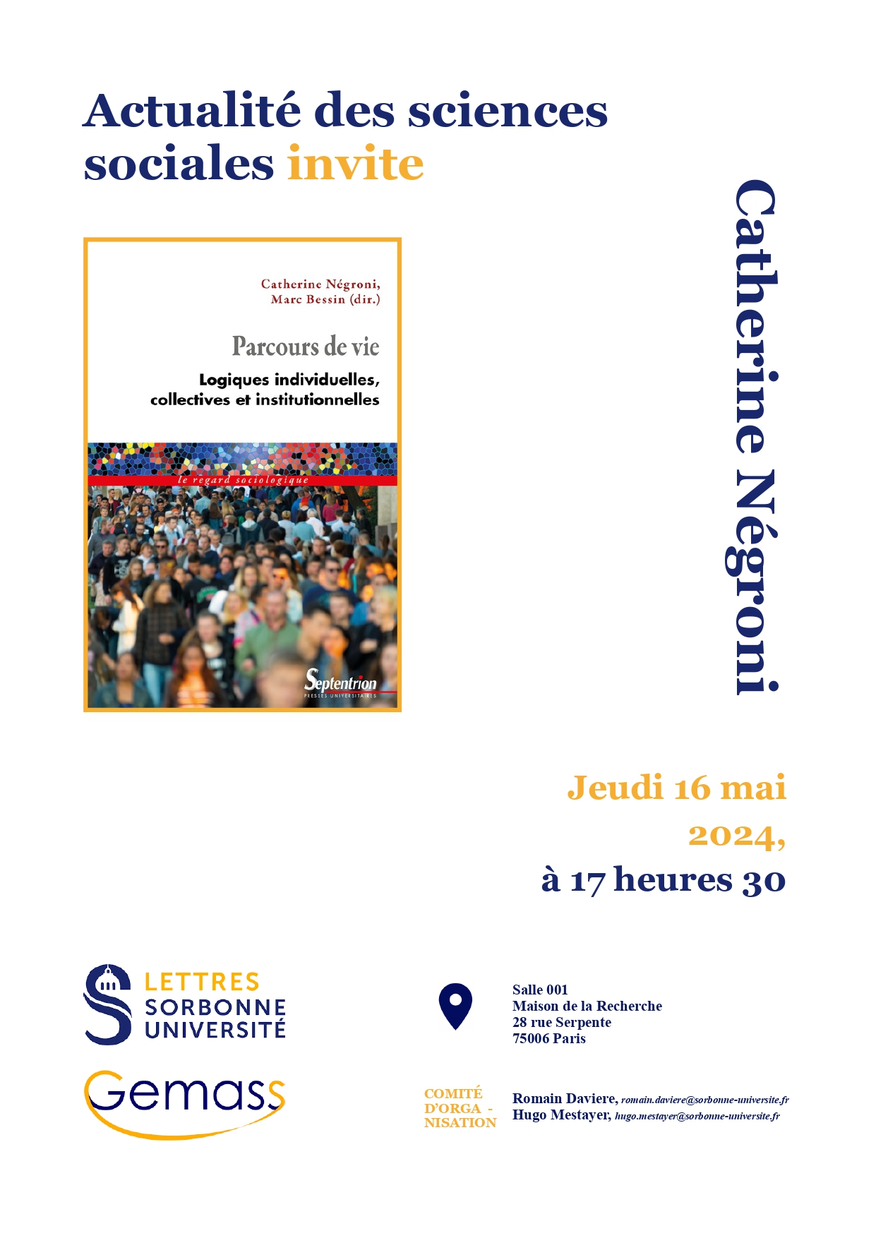 Cycle de conférences « Actualité des sciences sociales » 2023-2024, organisé par Romain DAVIERE et Hugo MESTAYER